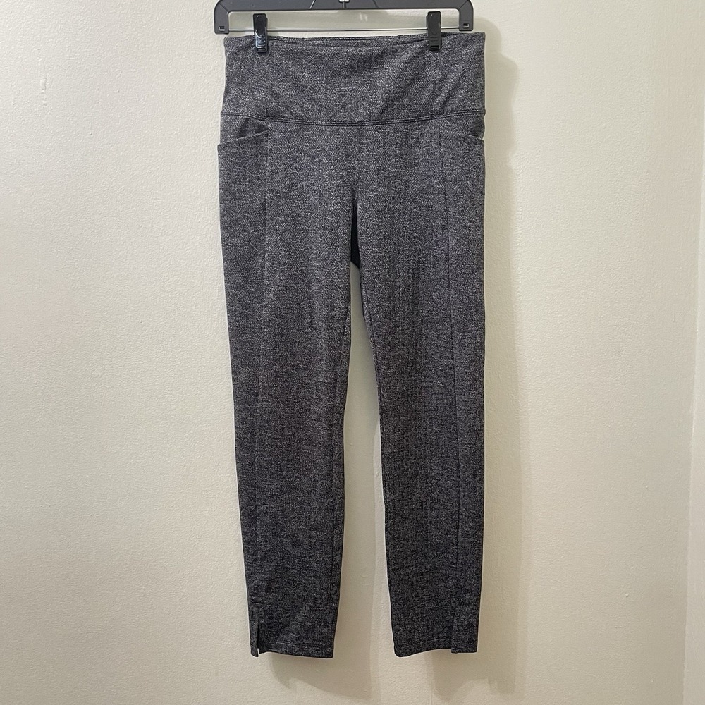 Athleta Women's Small Herringbone Stretch Skinny Pants Gray Black Leggings